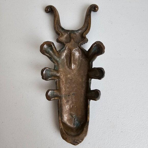 Solid Cast Brass Beetle Boot Cast/Door Stop Vintage Heavy Decor 10" Bug - Picture 4 of 7